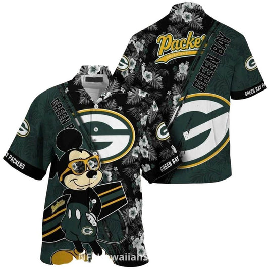 Green Bay Packers Mickey Character Hawaiian Shirt - Moonbestprint