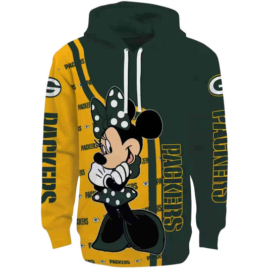 Green Bay Packers Minnie Mouse Green Aop Hoodie - Moonbestprint