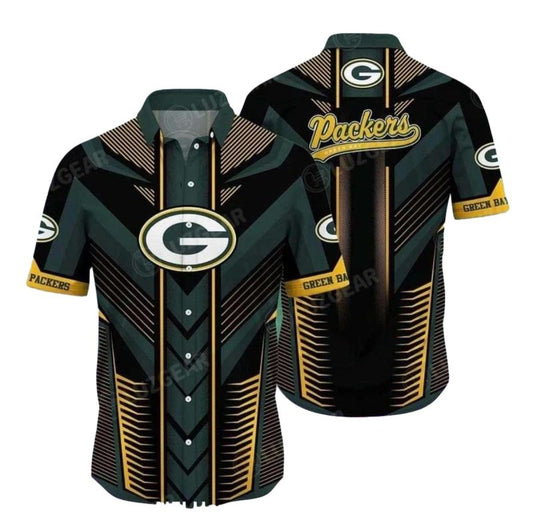 Green Bay Packers Modern Chevron Stripe Hawaiian Shirt - Moonbestprint