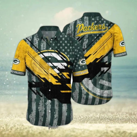 Green Bay Packers NFL American Flag Hawaiian Shirt, NFL Hawaiian Shirt Moonbestprint