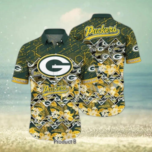 Green Bay Packers NFL Graphic Tropical Pattern 3D Hawaiian Shirt, NFL Hawaiian Shirt Moonbestprint