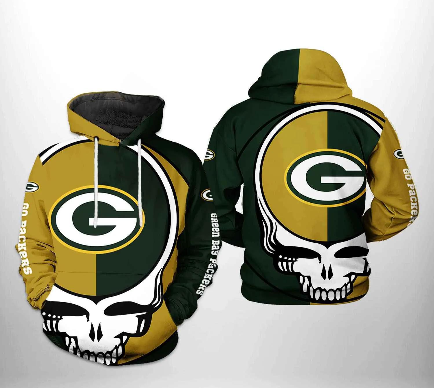 Green Bay Packers NFL Grateful Dead 3D Hoodie, NFL Hoodie Moonbestprint
