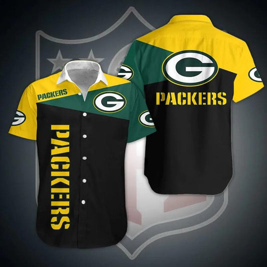 Green Bay Packers NFL Logo Pattern Hawaiian Shirt 2, NFL Hawaiian Shirt Moonbestprint