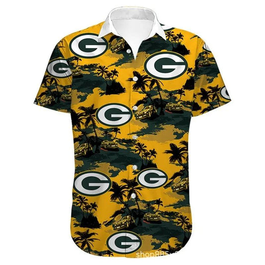 Green Bay Packers NFL Logo Pattern Hawaiian Shirt, NFL Hawaiian Shirt Moonbestprint