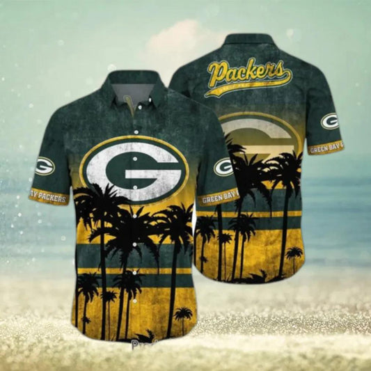 Green Bay Packers NFL Pattern Graphic Hawaiian Shirt, NFL Hawaiian Shirt Moonbestprint