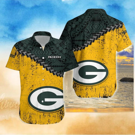 Green Bay Packers NFL Polynesian Tattoo Hawaiian Shirt, NFL Hawaiian Shirt Moonbestprint