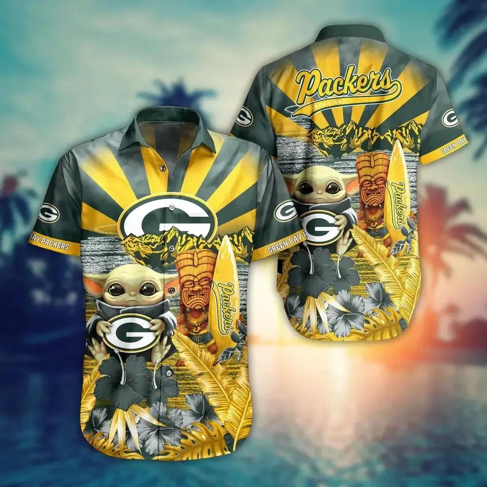 Green Bay Packers Nfl Baby Yoda Hawaiian Sas Style Summer Trending For Men Women, NFL Hawaiian Shirt Moonbestprint