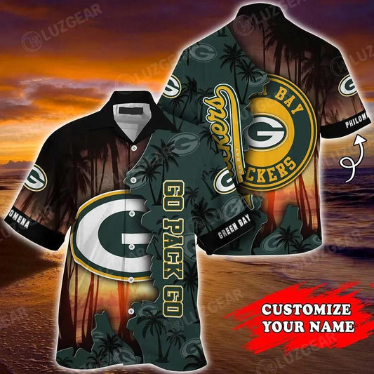 Green Bay Packers Nfl Customized Hawaiian Shirt Short Style Hot Trending Summer For Awesome Fans, NFL Hawaiian Shirt Moonbestprint