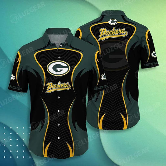 Green Bay Packers Nfl Hawaii Beach Shirt Summer Short Sleeve Button Down Hawaiian Shirt, NFL Hawaiian Shirt Moonbestprint