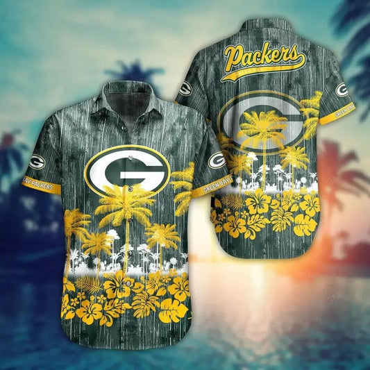 Green Bay Packers Nfl Hawaii Graphic Tropical Pattern Style Summer Hawaiian Sas, NFL Hawaiian Shirt Moonbestprint