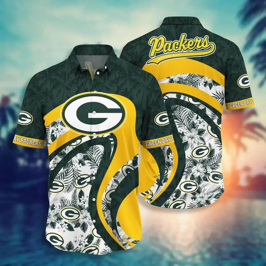 Green Bay Packers Nfl Hawaii Shirt And Short Graphic Floral Tropical Pattern This Summer For Fan, NFL Hawaiian Shirt Moonbestprint