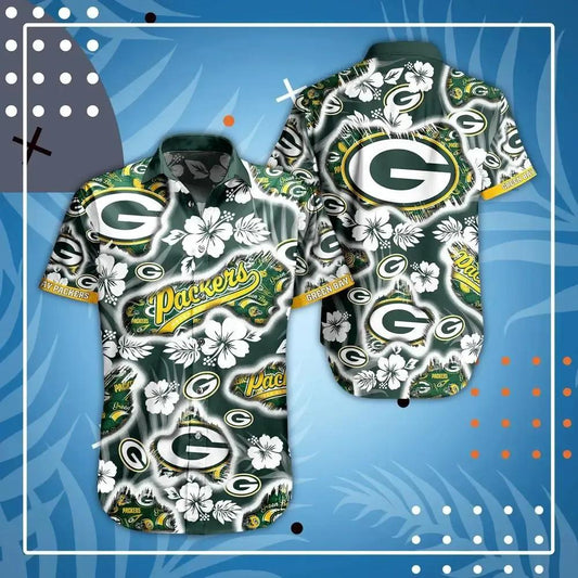 Green Bay Packers Nfl Hawaii Shirt Graphic Floral Printed This Summer Beach Shirt For Best Fans, NFL Hawaiian Shirt Moonbestprint