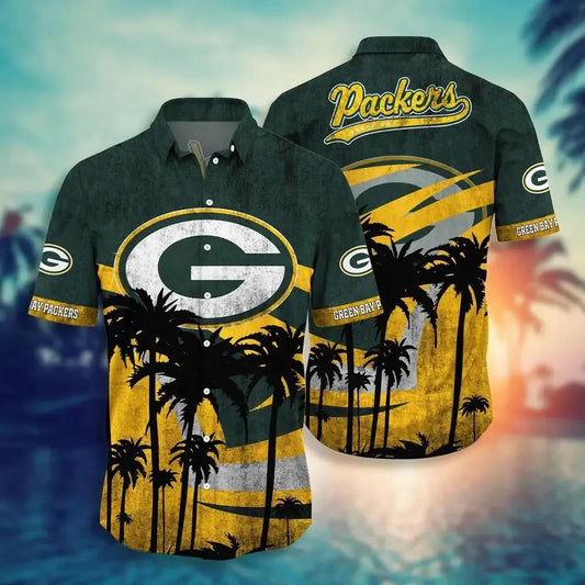 Green Bay Packers Nfl Hawaii Shirt Graphic Tropical Pattern Short Sleeve Hot Summer, NFL Hawaiian Shirt Moonbestprint