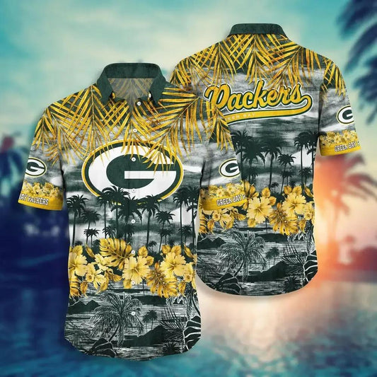 Green Bay Packers Nfl Hawaiian Sas Style Tropical Pattern Graphic Hot Trending Summer For Awesome Fans, NFL Hawaiian Shirt Moonbestprint