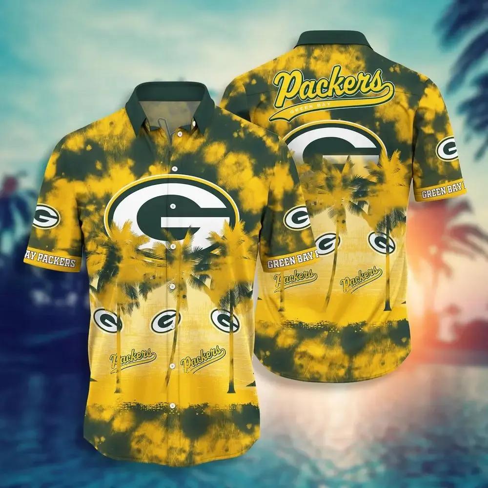 Green Bay Packers Nfl Hawaiian Sas Tropical Pattern Graphic Short Sleeve Hot Trend Summer Gift For Fans, NFL Hawaiian Shirt Moonbestprint