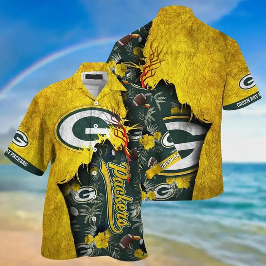Green Bay Packers Nfl Hawaiian Sas Tropical Print Sumer Best Gift For Fans, NFL Hawaiian Shirt Moonbestprint