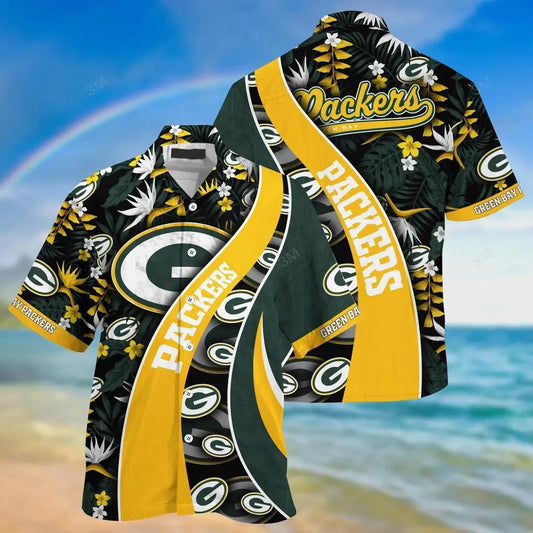 Green Bay Packers Nfl Hawaiian Sas With Tropical Pattern For Your Loved Ones, NFL Hawaiian Shirt Moonbestprint