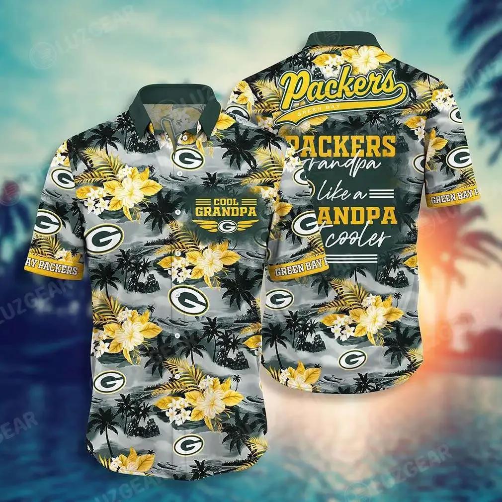 Green Bay Packers Nfl Hawaiian Shirt For Grandparent New Trending Beach Shirt, NFL Hawaiian Shirt Moonbestprint