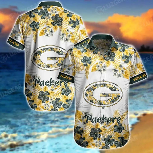 Green Bay Packers Nfl Hawaiian Shirt Graphic Flower Tropical Pattern Summer Shirt Style New Trends Gift Best Fans, NFL Hawaiian Shirt Moonbestprint