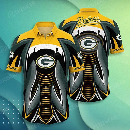 Green Bay Packers Nfl Hawaiian Shirt Summer Short Sleeve Button Down Shirt Gift For Best Fans, NFL Hawaiian Shirt Moonbestprint