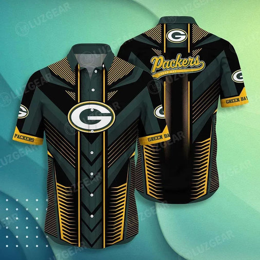 Green Bay Packers Nfl Hawaiian Shirt Summer Short Sleeve Button Down Shirt Gift For Big Fans, NFL Hawaiian Shirt Moonbestprint