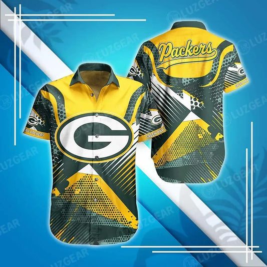 Green Bay Packers Nfl Hawaiian Shirt Summer Short Sleeve Button Down Shirt Perfect Gift For Big Fans, NFL Hawaiian Shirt Moonbestprint