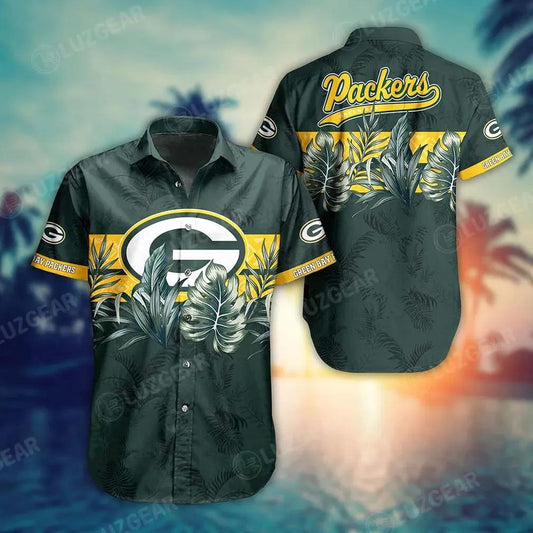 Green Bay Packers Nfl Hawaiian Shirt Tropical Patterns Graphic Gift For Fan Nfl, NFL Hawaiian Shirt Moonbestprint