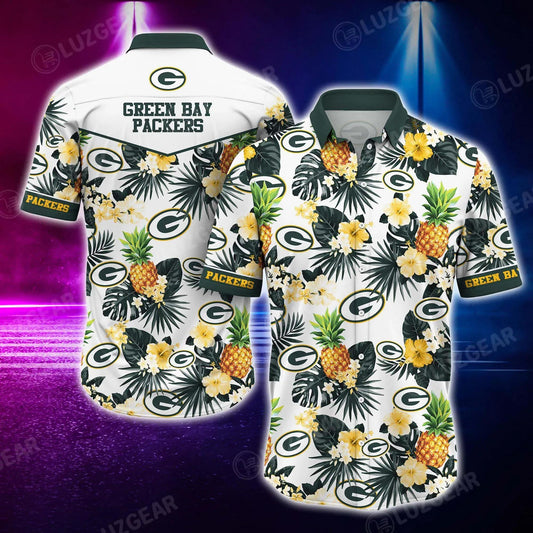 Green Bay Packers Nfl Hawaiian Shirt Tropical Patterns Graphic Hawaii Shirt Short For Best Fan Ever, NFL Hawaiian Shirt Moonbestprint