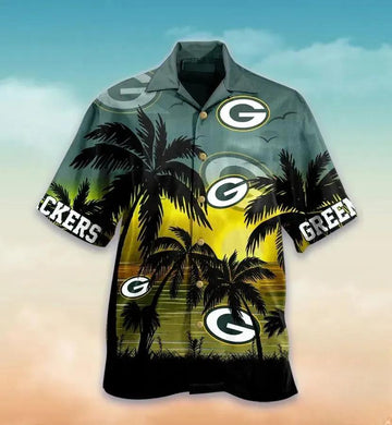 Green Bay Packers Nfl Palm Sunset Hawaiian Shirt, NFL Hawaiian Shirt Moonbestprint