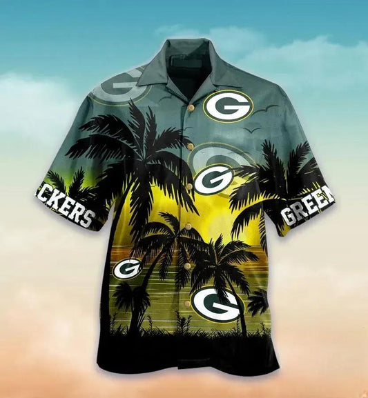 Green Bay Packers Nfl Palm Sunset Hawaiian Shirt, NFL Hawaiian Shirt Moonbestprint