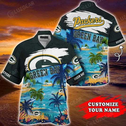 Green Bay Packers Nfl Personalized Hawaiian Shirt Tropical Patterns Graphic Trends Summer Gift For Fan Nfl, NFL Hawaiian Shirt Moonbestprint