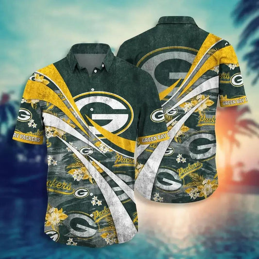 Green Bay Packers Nfl Summer Hawaiian Sas Floral Pattern Graphic For Football Nfl, NFL Hawaiian Shirt Moonbestprint