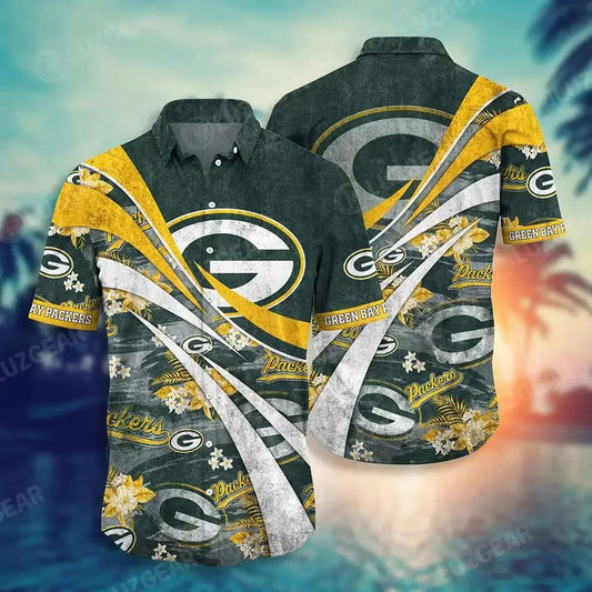 Green Bay Packers Nfl Summer Hawaiian Shirt Floral Pattern Graphic For Football Nfl, NFL Hawaiian Shirt Moonbestprint