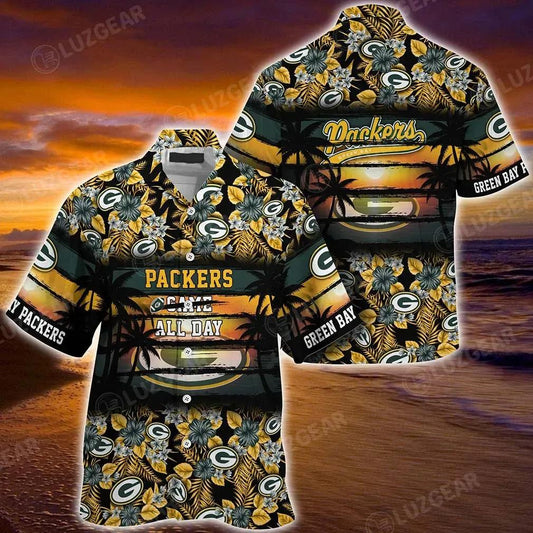Green Bay Packers Nfl Summer Hawaiian Shirt Floral Pattern Graphic For Sports, NFL Hawaiian Shirt Moonbestprint