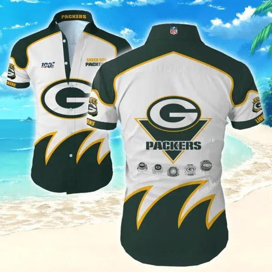 Green Bay Packers Nfl Team Beach Shirt All Over Print Short Sleeve Button Hawaiian Shirt, NFL Hawaiian Shirt Moonbestprint