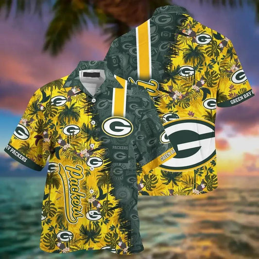 Green Bay Packers Nfl Team Football Beach Shirt Summer Button Down Hawaiian Sas Best Fan Ever, NFL Hawaiian Shirt Moonbestprint
