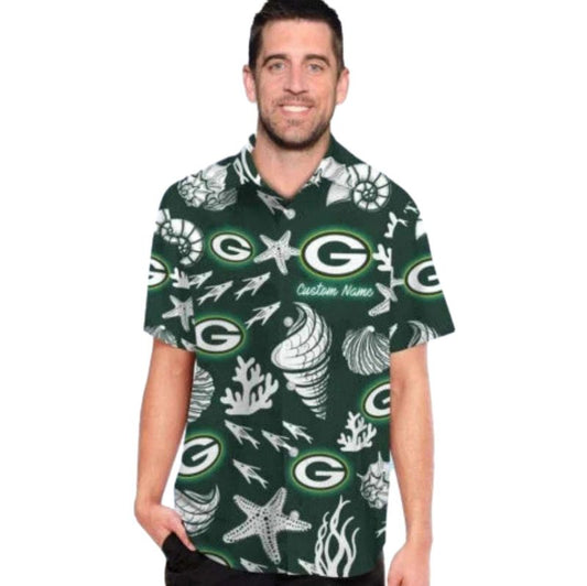 Green Bay Packers Ocean Theme Seashell Hawaiian Shirt - Moonbestprint