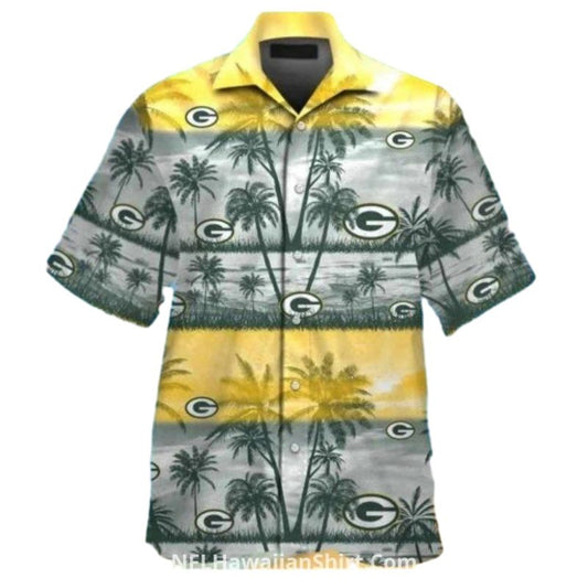 Green Bay Packers Palm Tree Yellow Gradient Hawaiian Shirt - Moonbestprint