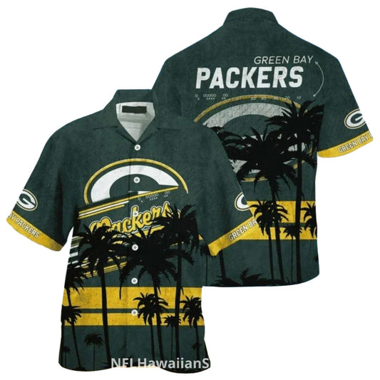 Green Bay Packers Palm Trees And Packers Logo Green Hawaiian Shirt - Moonbestprint