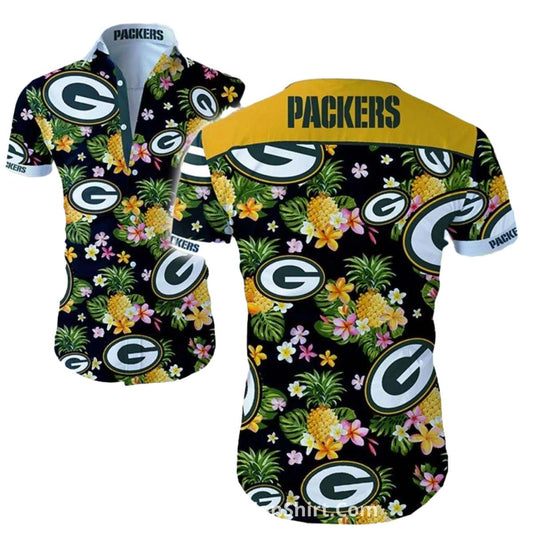 Green Bay Packers Pineapple Floral Tropical Hawaiian Shirt - Summer - Moonbestprint