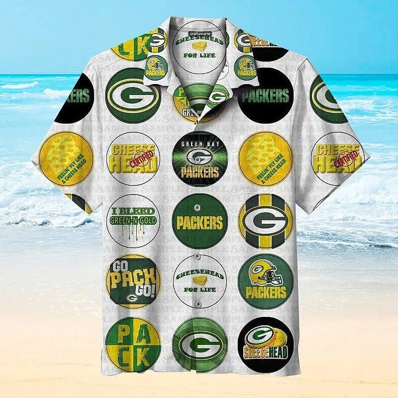 Green Bay Packers Pring Nfl Football Team Hawaii Shirt Short Sleeve Button Shirt For Big Fans, NFL Hawaiian Shirt Moonbestprint