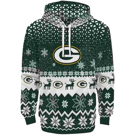 Green Bay Packers Reindeer Motif Green Aop Hoodie - Moonbestprint