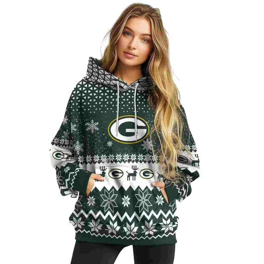 Green Bay Packers Reindeer Motif Green Aop Hoodie - Moonbestprint