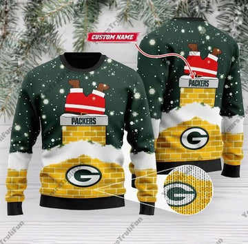Green Bay Packers Santa Claus Custom Ugly Christmas Sweater, NFL Christmas Sweater Moonbestprint
