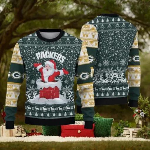 Green Bay Packers Santa Cute Ugly Christmas Sweater, NFL Chritsmas Sweater Moonbestprint