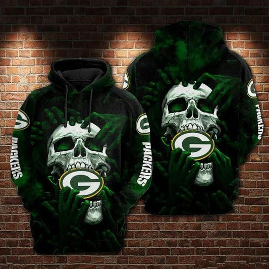 Green Bay Packers Skull 3D Hoodie, NFL Hoodie Moonbestprint