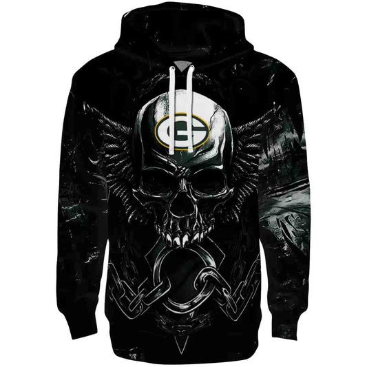 Green Bay Packers Skull Artwork Green Black Aop Hoodie - Moonbestprint