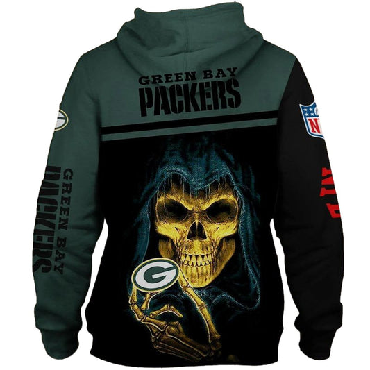 Green Bay Packers Skull Hold Logo Aop Hoodie - Moonbestprint