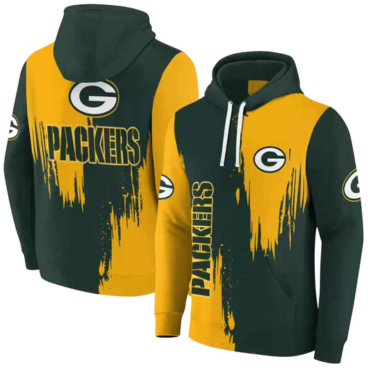 Green Bay Packers Splatter Effect Green Aop Hoodie - Moonbestprint