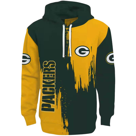 Green Bay Packers Splatter Effect Green Aop Hoodie - Moonbestprint